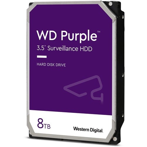 Western Digital WD Purple WD84PURZ 8 TB Hard Drive - 3.5" Internal - SATA (SATA/600) - Conventional Magnetic Recording (CMR) Method - Video Surveillance System Device Supported - 5640rpm - 3 Year Warranty