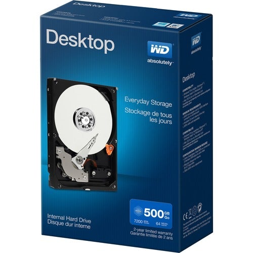 Western Digital WD 500GB 3.5" Desktop Mainstream SATA 6 Gb/s Internal Hard Drive - SATA - 7200 rpm - 32 MB Buffer - Retail - 7200rpm - 2 Year Warranty