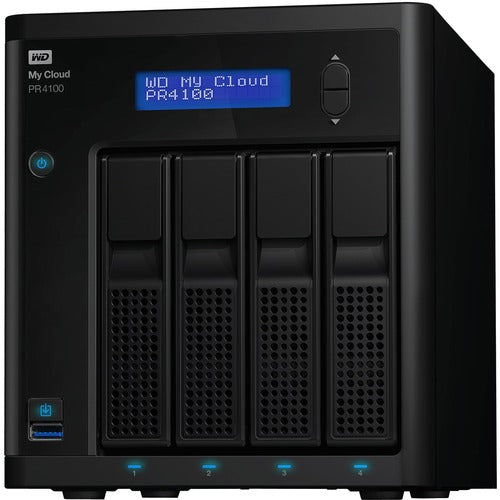 Western Digital WD My Cloud Pro Series Network Attached Storage - 1 x Intel Pentium N3710 Quad-core (4 Core) 1.60 GHz - 4 x HDD Supported - 4 x HDD Installed - 56 TB Installed HDD Capacity - 4 GB RAM - RAID Supported - 4 x Total Bays - Gigabit Ethernet -
