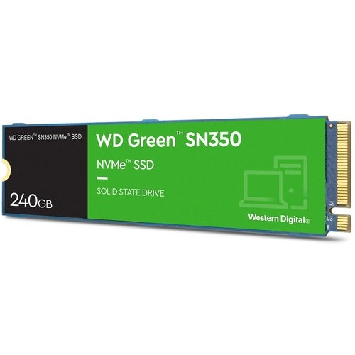 Western Digital WD Green SN350 WDS240G2G0C 240 GB Solid State Drive - M.2 2280 Internal - PCI Express NVMe (PCI Express NVMe 3.0 x4) - Desktop PC Device Supported - 40 TB TBW - 2400 MB/s Maximum Read Transfer Rate - 3 Year Warranty