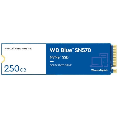 Western Digital WD Blue SN570 WDS250G3B0C 250 GB Solid State Drive - M.2 2280 Internal - PCI Express NVMe (PCI Express NVMe 3.0 x4) - 150 TB TBW - 3300 MB/s Maximum Read Transfer Rate - 5 Year Warranty - PuriLite