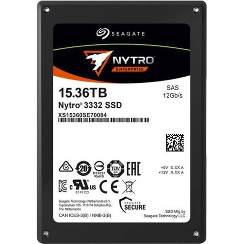 Seagate Nytro 3032 XS15360SE70084 15.36 TB Solid State Drive - 2.5" Internal - SAS (12Gb/s SAS) - Server, Storage System Device Supported - 1 DWPD - 28000 TB TBW - 2200 MB/s Maximum Read Transfer Rate - PuriLite