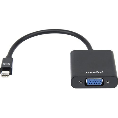 Rocstor Premium Mini DisplayPort to VGA Video Adapter - 6" Mini DisplayPort/VGA Video Cable for Video Device, Monitor - First End: 1 x Mini DisplayPort Male Digital Audio/Video - Second End: 1 x HD-15 Female VGA - Black