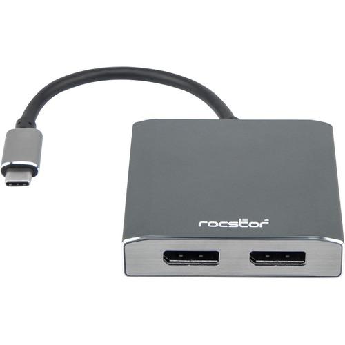 Rocstor Premium Graphic Adapter - 1 Pack - Type C USB - 2 x DisplayPort, DisplayPort
