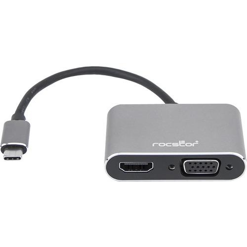 Rocstor Graphic Adapter - 1 Pack - Type C USB - 1 x HDMI VGA, 1 x HDMI