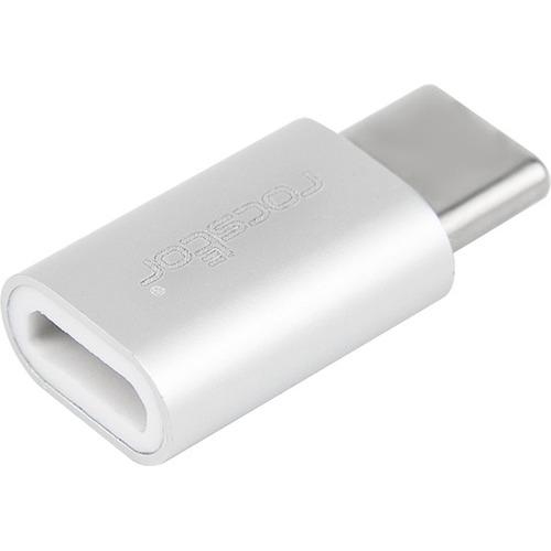 Rocstor Premium USB 2.0 Hi-Speed Adapter, USB-C to USB Micro-B (M/F) - 1 x Type C Male USB - 1 x Type B Female Micro USB - Nickel Connector - Gray