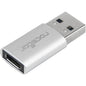 Rocstor Premium USB 3.0 Hi-Speed Adapter, USB Type A to USB-C (M/F) - Type C Female USB - Type A Male USB - Nickel Connector - Gray