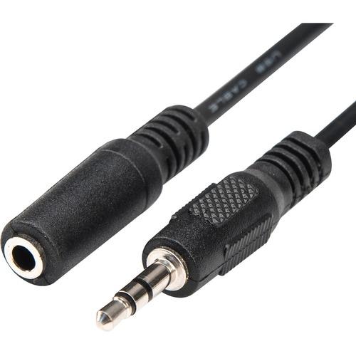 Rocstor 6ft 3.5mm Stereo Extension Audio Cable - 6 ft Mini-phone Audio Cable for Speaker, Computer, Audio Device - First End: 1 x 3.5mm Male Stereo Audio - Second End: 1 x 3.5mm Female Stereo Audio - Extension Cable - Black - 1