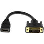 Rocstor Premium 8in HDMI Female to DVI-D Male Video Cable Adapter - 8" DVI/HDMI Video Cable for Notebook, Ultrabook, Video Device, Graphics Card - First End: 1 x DVI-D (Dual-Link) Male Digital Video - Second End: 1 x HDMI Female Digital Audio/Video - Shi