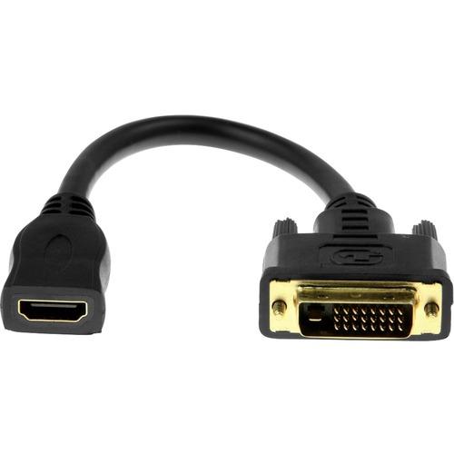 Rocstor Premium 8in HDMI Female to DVI-D Male Video Cable Adapter - 8" DVI/HDMI Video Cable for Notebook, Ultrabook, Video Device, Graphics Card - First End: 1 x DVI-D (Dual-Link) Male Digital Video - Second End: 1 x HDMI Female Digital Audio/Video - Shi
