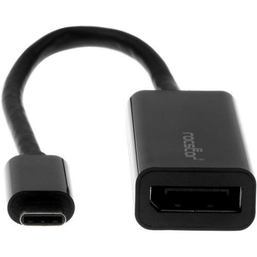 Rocstor Premium USB-C to DP Adapter 6" Adapter Converter - 6" DisplayPort/USB Video/Data Transfer Cable for Projector, Chromebook, Monitor, Notebook, MacBook, MacBook Pro, HDTV, Tablet - First End: 1 x Type C Male USB - Second End: 1 x DisplayPort Female
