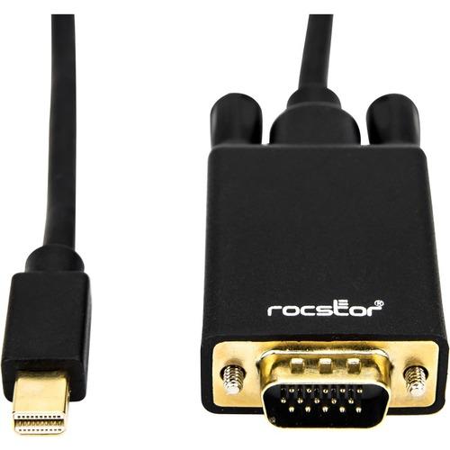 Rocstor Mini DisplayPort to VGA Video Cable 6ft Video Cable - 6 ft Mini DisplayPort/VGA Video Cable for Video Device, Monitor, Projector, Ultrabook - First End: 1 x Mini DisplayPort Male Digital Video - Second End: 1 x HD-15 Male VGA - Supports up to 192