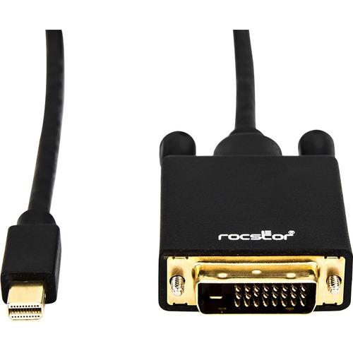 Rocstor Mini DisplayPort to DVI Video Cable 6ft (2m) - 6 ft DVI/Mini DisplayPort Video Cable for Video Device, Ultrabook, MacBook, TV, Projector, Monitor, Notebook - First End: 1 x Mini DisplayPort Male Digital Video - Second End: 1 x DVI-D Male Video -