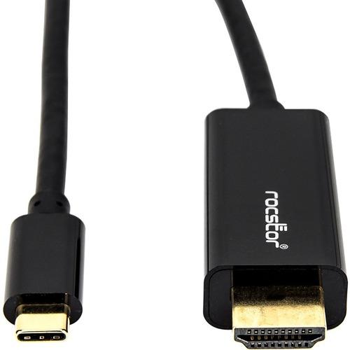 Rocstor 6ft USB-C to HDMI Cable - 6 ft HDMI/USB A/V Cable for Audio/Video Device, MacBook, Mac Pro, Chromebook, TV - First End: 1 x HDMI Male Digital Audio/Video - Second End: 1 x Type C Male USB - Supports up to 3840 x 2160 - Black - 1