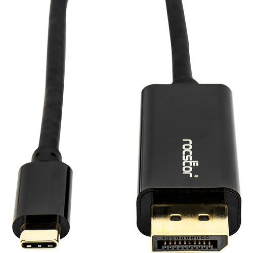 Rocstor Premium USB-C? to DisplayPort Cable - 6 ft (1.8m) - 4K At 60 Hz - 6 ft DisplayPort/USB A/V Cable for HDTV, Monitor, Projector, MacBook, Chromebook, Tablet - First End: 1 x Type C Male USB - Second End: 1 x DisplayPort Male Digital Audio/Video - S