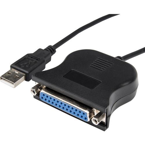 Rocstor 4ft Parallel Printer Adapter - USB - DB25 Paralle - 4 ft Parallel/USB Data Transfer Cable for PC, Notebook, Desktop Computer - USB Type A Male USB - DB-25 Female Parallel - Black - 1