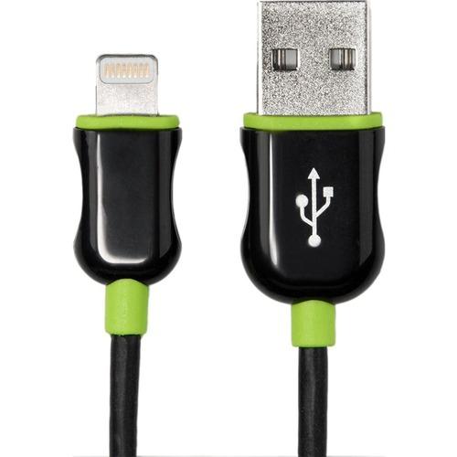 Rocstor Premium 4 ft./1.2 m. Black Lightning to USB Charge Sync Cable - 4 ft Lightning/USB Data Transfer Cable - First End: 1 x Type A Male USB - Second End: 1 x Lightning Male Proprietary Connector - MFI - Black