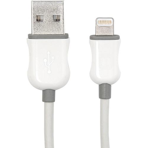 Rocstor Premium 6 ft./2 m. White Lightning to USB Charge Sync Cable - 6 ft Lightning/USB Data Transfer Cable - First End: 1 x Type A Male USB - Second End: 1 x Lightning Male Proprietary Connector - MFI - White